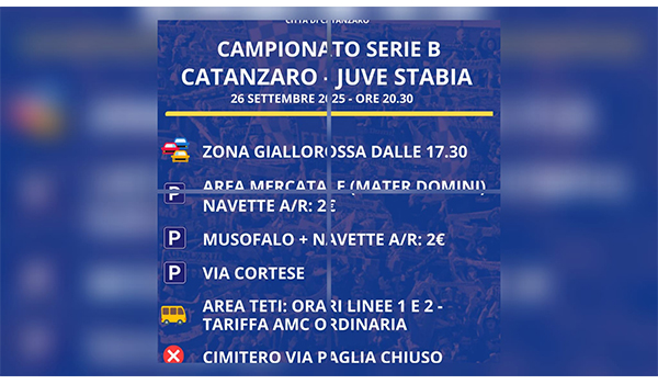 Zona Giallorossa Catanzaro – Juve Stabia: viabilità, parcheggi e trasporti per il match al Ceravolo