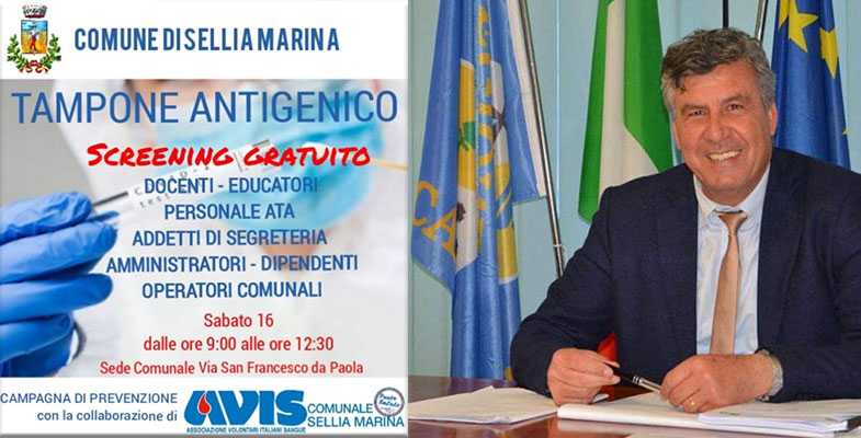 Sindaco Francesco Mauro: Sellia Marina Anti-Covid. Screening gratuito da tampone Antigenico