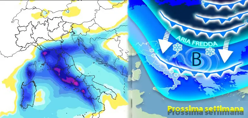 Meteo nuovo ciclone con piogge nubifragi poi incursione polare. Evoluzione con le previsioni