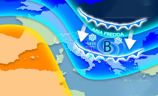 Meteo: vortice di bassa pressione con neve, poi ondata di freddo. Ecco l’evoluzione con previsioni