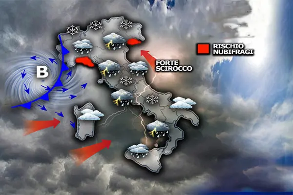 Meteo: Weekend tempestoso, piogge e nevicate anche intense. Il dettaglio con l'evoluzione