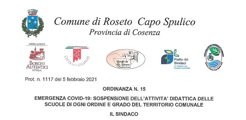 Covid: Roseto Capo Spulico, stop didattica in presenza. Ordinanza sindaco: dati confermano maggiore