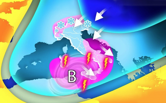 Meteo: correnti freddi, temporali al sud, rischio grandine e neve. Evoluzione e Previsioni per la se