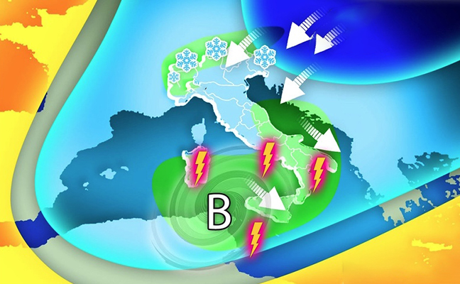 Meteo: Arriva un vortice freddo forti temporali e neve fino pianura. le previsioni