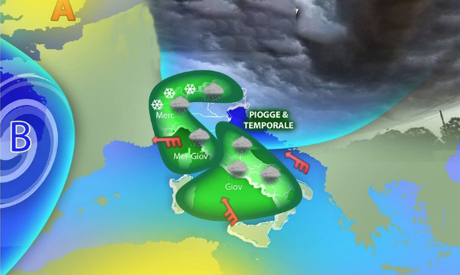 Meteo: Ancora, piogge e temporali dal nord al centro-sud poi weekend Sole. L’evoluzione