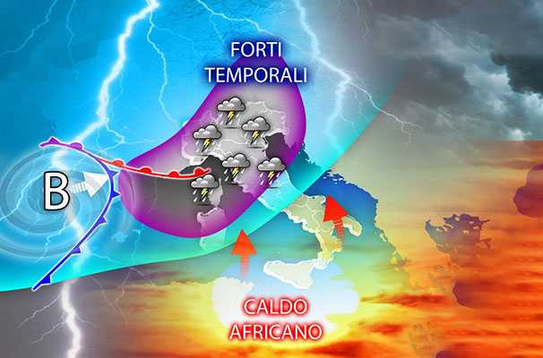 Meteo: Italia a 2 colori, tra Forti temporali e caldo africano. Ecco l’evoluzione