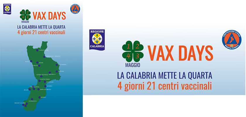 Covid Calabria. Vax-Days Dall'1 al 4 maggio nuova campagna vaccinale. Leggi i dettagli