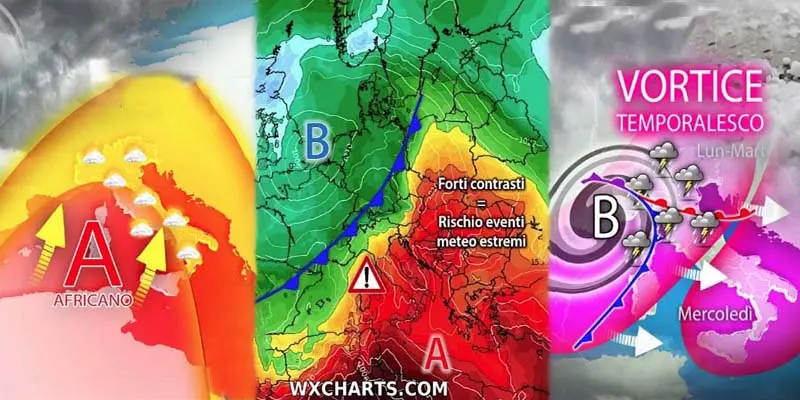 Meteo: weekend, caldo estivo sull'Italia, poi intenso ciclone temporalesco. Leggi i dettagli