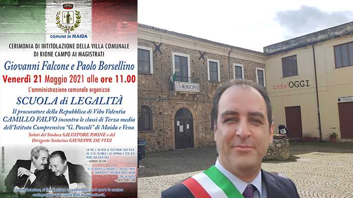 Giornata nazionale per la legalità Sindaco Paone intitolazione Villa ai giudici Falcone e Borsellino