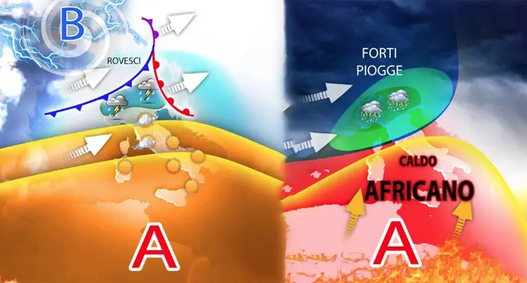 Meteo: Calore in aumento, poi lunedì l’Italia spezzata tra tanto caldo africano e forti piogge.