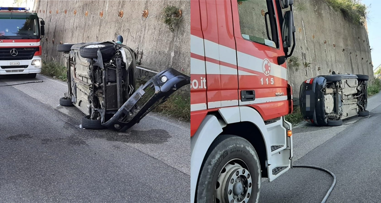 Catanzaro, auto perde il controllo e si ribalta i Vvf estraggo dall’abitacolo donna ferita