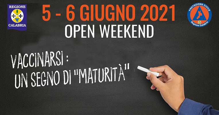 Covid. Open Weekend Vaccinarsi: un segno di “Maturità'” 5 e 6 Giugno. Link prenotazioni