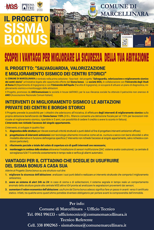 Prende il via a Marcellinara il progetto "Salvaguardia, valorizzazione e miglioramento sismico"