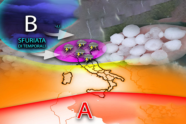 Meteo Weekend: avviso temporali. Lunedì anticiclone bollente, poi l’Italia nel forno a 40°c