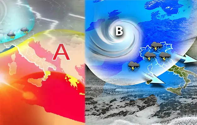 Meteo: Weekend una trottola ciclonica impazzita poi crollo termico, duro stop all'estate. I dettagli