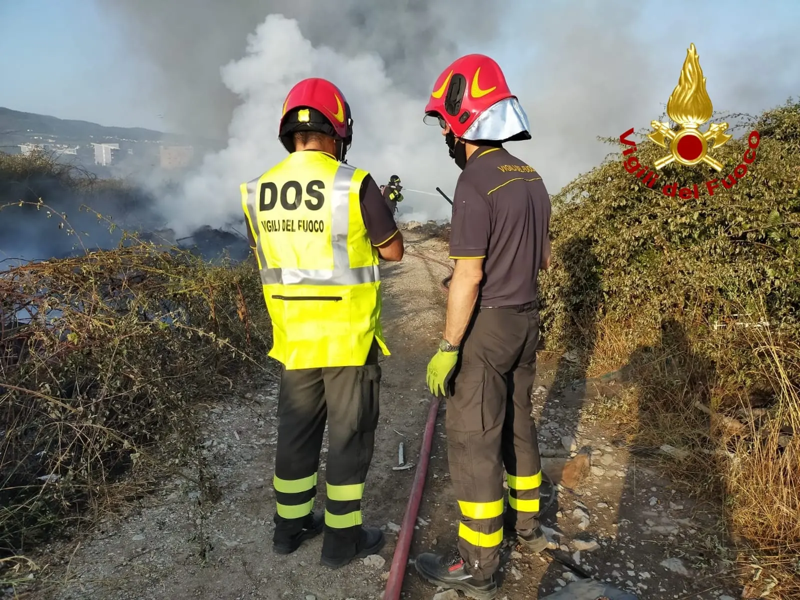 Incendi. Fiamme altissime vicino al presidio ospedaliero di Lamezia. Intervento dei Vvf