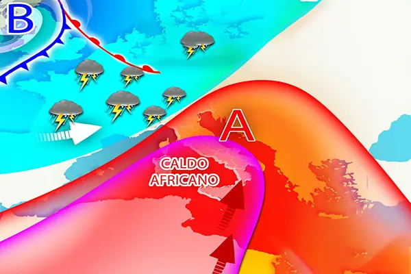 Meteo: Weekend con caldo africano rovente ma anche temporali violenti. L’evoluzione