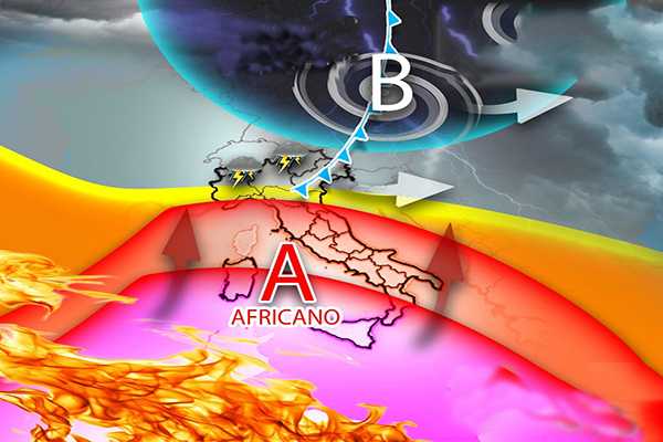 Meteo: violenti temporali e anticiclone africano sempre più rovente fino a 44/45°C. Le previsioni