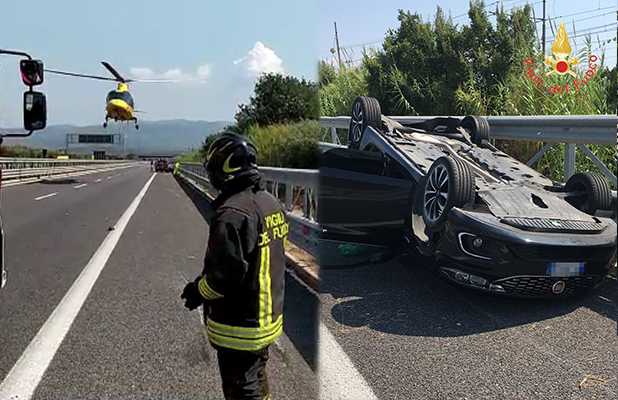 Lamezia, incidente sull'autostrada A2 Tre vetture coinvolte, intervento dell’Elisoccorso e Vvf