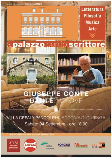 Giuseppe Conte a «A Palazzo con lo Scrittore» Il grande poeta ospite sabato a Villa Cefaly Pandolphi