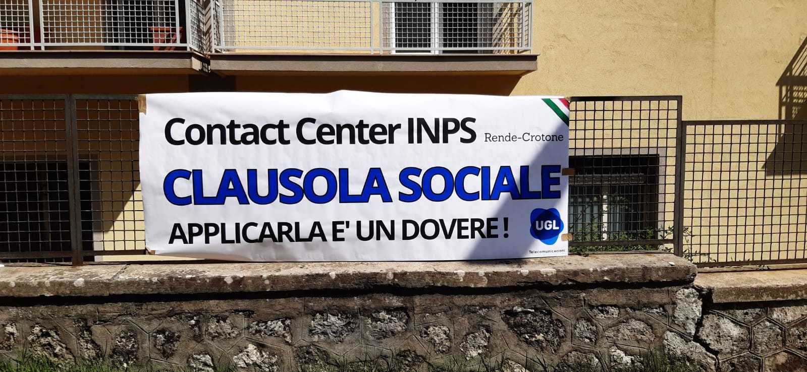 Flash Mob sede INPS Catanzaro applicazione clausola sociale contact center