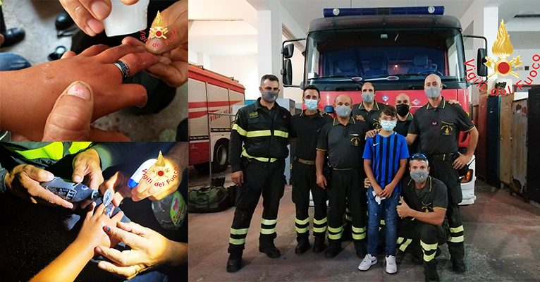 Bambino con anello incastrato in un dito: per “sfilarlo” delicatamente intervengono i Vvf. (Foto)