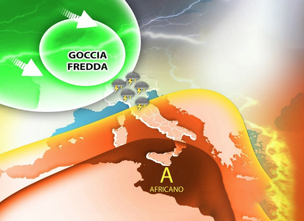 Meteo: In arrivo forti temporali con grandine poi per weekend una goccia fredda. Ecco le previsioni