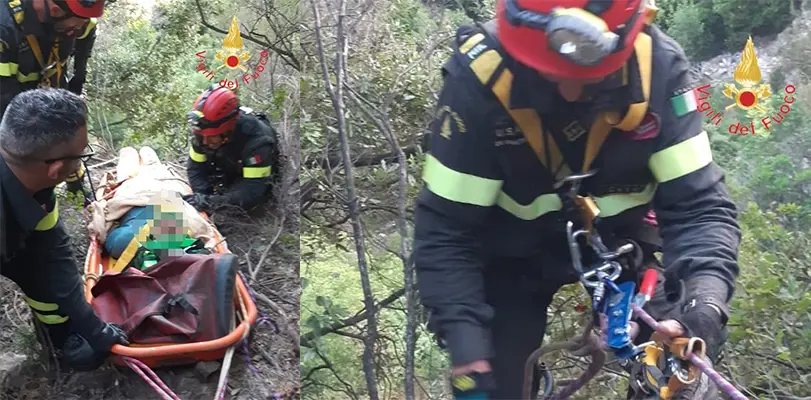 San Sostene. SP131 auto precipita in scarpata per 40 metri. Intervento dei Vvf e Suem118