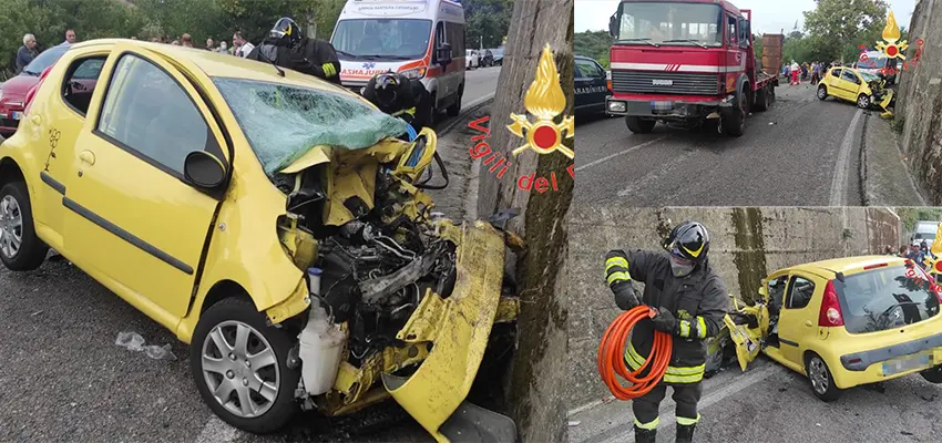 Incidete-mortale a Marcellinara, scontro camion-auto, morta giovane conducente. Intervento dei Vvf