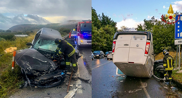 Incidenti Stradali. Scontro frontale tra due vetture, bilancio 4 feriti uno grave. InterventO dei Vvf ed elisoccorso