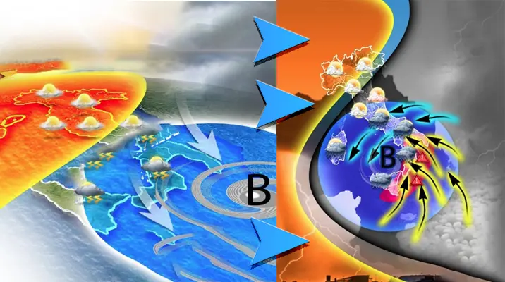Meteo: Weekend torna l'alta pressione, poi pericoloso ciclone carico di nubifragi e temporali. I dettagli
