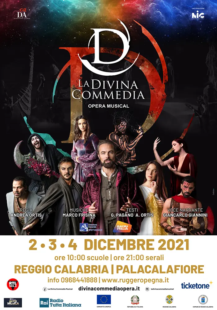 La Divina Commedia Opera Musical dal 2 al 4 dicembre al Palacalafiore di Reggio Calabria