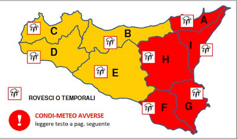 Maltempo: "Allerta Rossa" temporali violenti e venti di burrasca in Sicilia e in Calabria. Ecco i dettagli