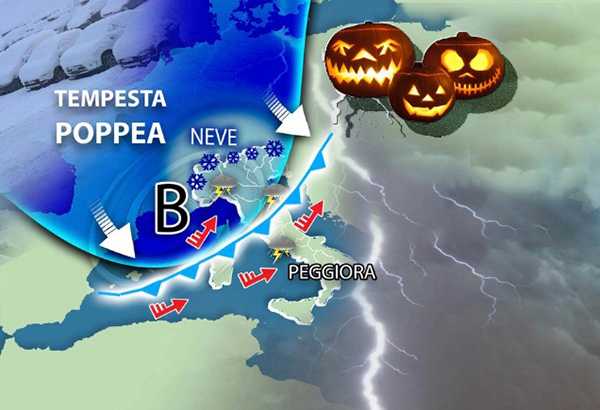 Meteo, Weekend: e ponte Ognissanti: arriva Poppea, ecco la tempesta di Halloween!  Leggi l'evoluzione
