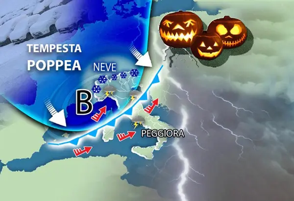 Meteo, Weekend: e ponte Ognissanti: arriva Poppea, ecco la tempesta di Halloween! Leggi l'evoluzione