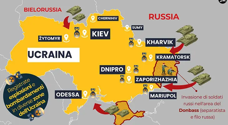 Aggiornamento. Ucraina, truppe della Russia vicino a Kiev. "Da Putin guerra premeditata". I dettagli