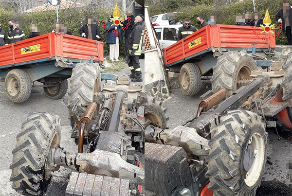 Tragedia a Lamezia Terme, muore uomo schiacciato da trattore, sul posto i Vvf