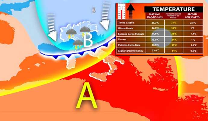 Meteo: temporali al nord, possibili grandinate poi Hannibal con temperatura da record. I dettagli