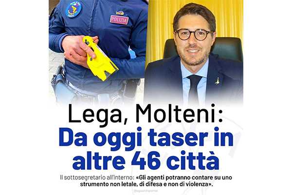 Sicurezza, Saccomanno (Lega): Taser a Forze Ordine in altre sei città della Calabria
