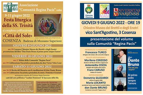 "Regina Pacis" di Cosenza festeggia la Santissima Trinità  al complesso polifunzionale «Città del Sole»
