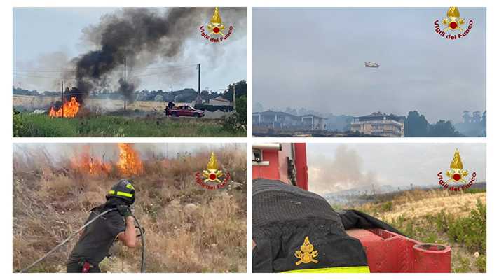 Per i VVF giornata di fuoco su tutto il territorio della provincia di Crotone. Video