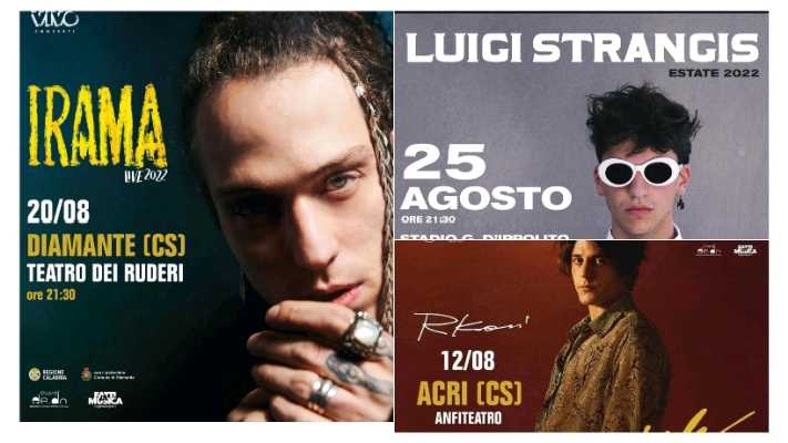 “Fatti Di Musica Festival Estate 2022” al via in Calabria con Riccardo Cocciante, Franco126, Rkomi, Irama E Luigi Strangis