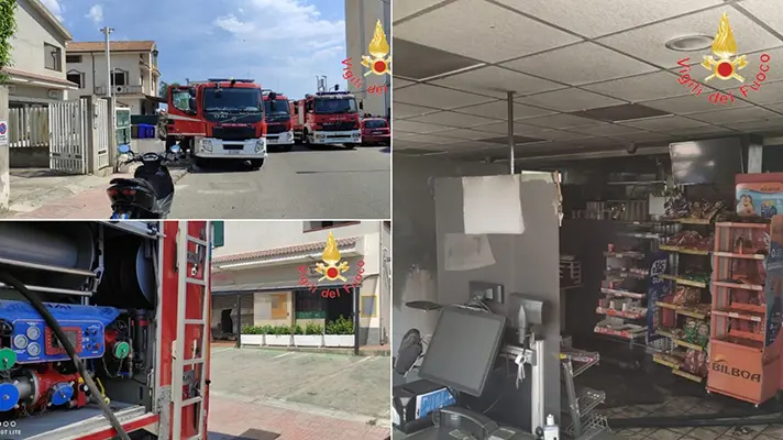 Calabria, divampa attività commerciale di 500mq adibito a supermercato sul posto i Vvf