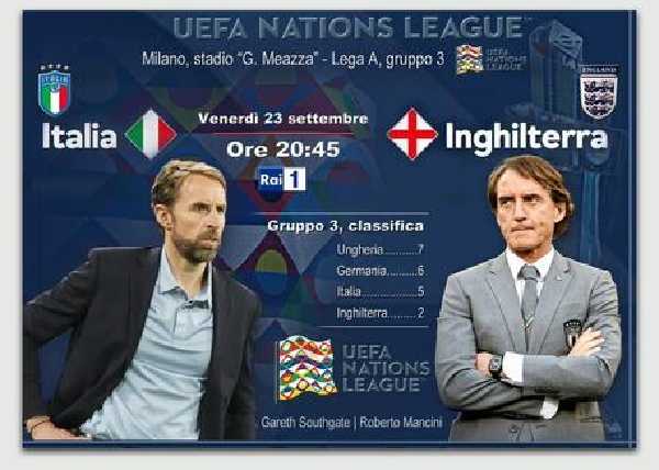 Nations League: Italia-Inghilterra, la diretta dalle ore 20,45. Gli azzurri di Mancini in campo a San Siro