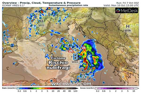 Meteo: da lunedì rischio nubifragi su molte regioni, le previsioni