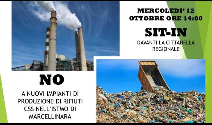 Sit-in di protesta contro il progetto lavorazione dei rifiuti proposto da Calme sul territorio di Marcellinara