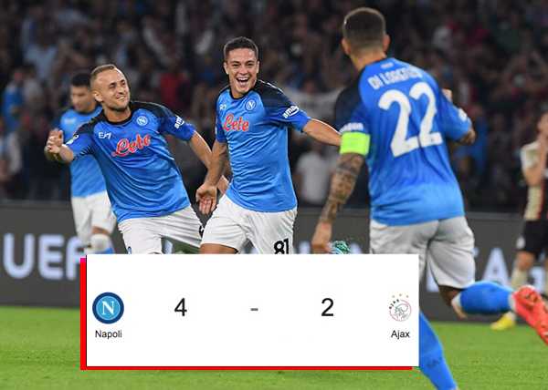 Champions League.  Napoli-Ajax 4-2, Il commento. Spalletti: “orgoglioso della mia squadra e del pubblico azzurro”