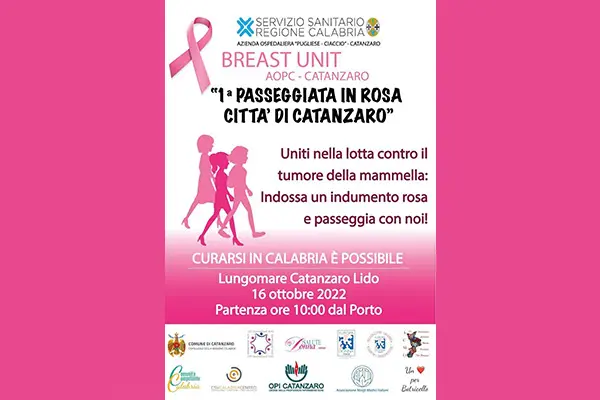 Catanzaro. “Passeggiata in Rosa”. Domenica, 16 ottobre, l’iniziativa sul tumore della mammella, i dettagli