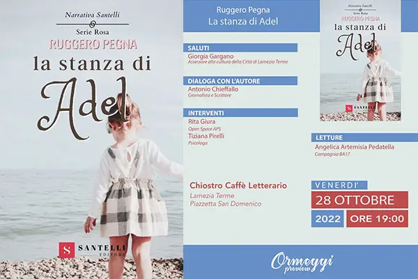 “La stanza di Adel”, il nuovo romanzo di Ruggero Pegna domani sera al Chiostro Caffè Letterario di Lamezia Terme