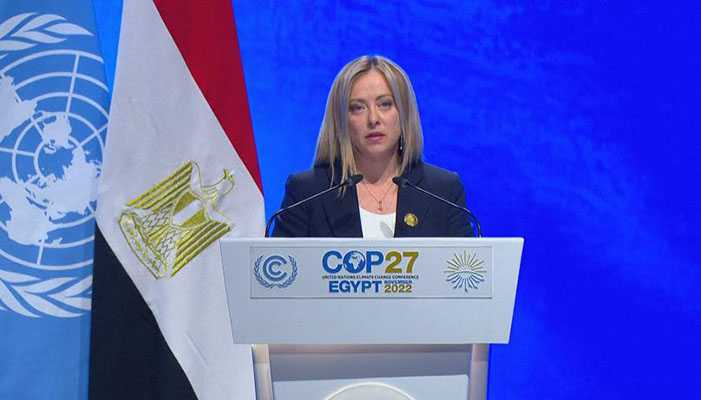 Presidente Meloni: COP27 "Contro disastri climatici serve sforzo comune" "L'Italia farà la sua parte"